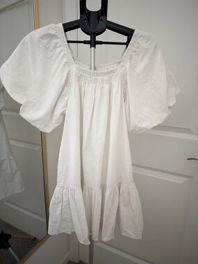 Entro - Anthropologie | White Puff Sleeve Babydoll Dress